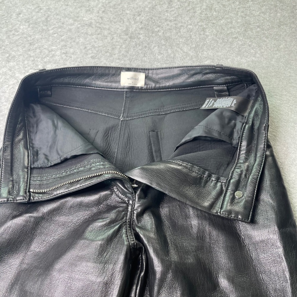 Wilfred Aritzia Black Faux Leather Pants, Women SZ 4, chic, sleek, edgy - Picture 5 of 16